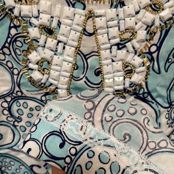 🔥LILLY PULITZER Sarah Tunic Dress with White Beads Embellishments - Size L - Picture 10 of 14